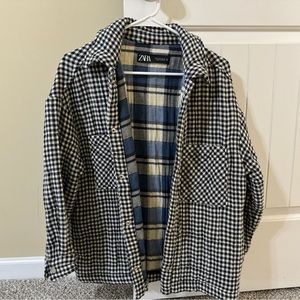 cozy plaid zara oversized flannel jacket